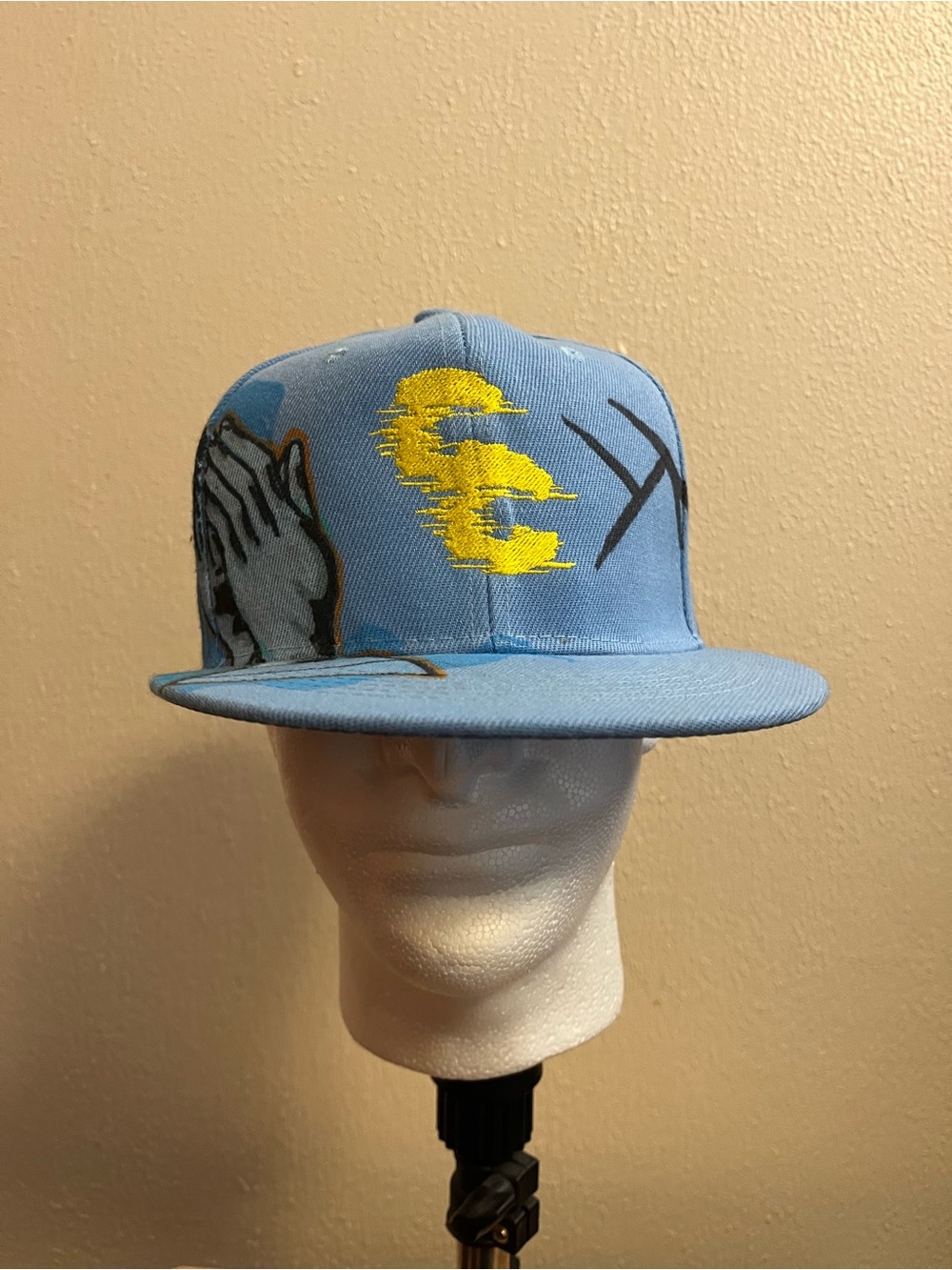 Light Blue Graphic Embroidered Snapback Hat